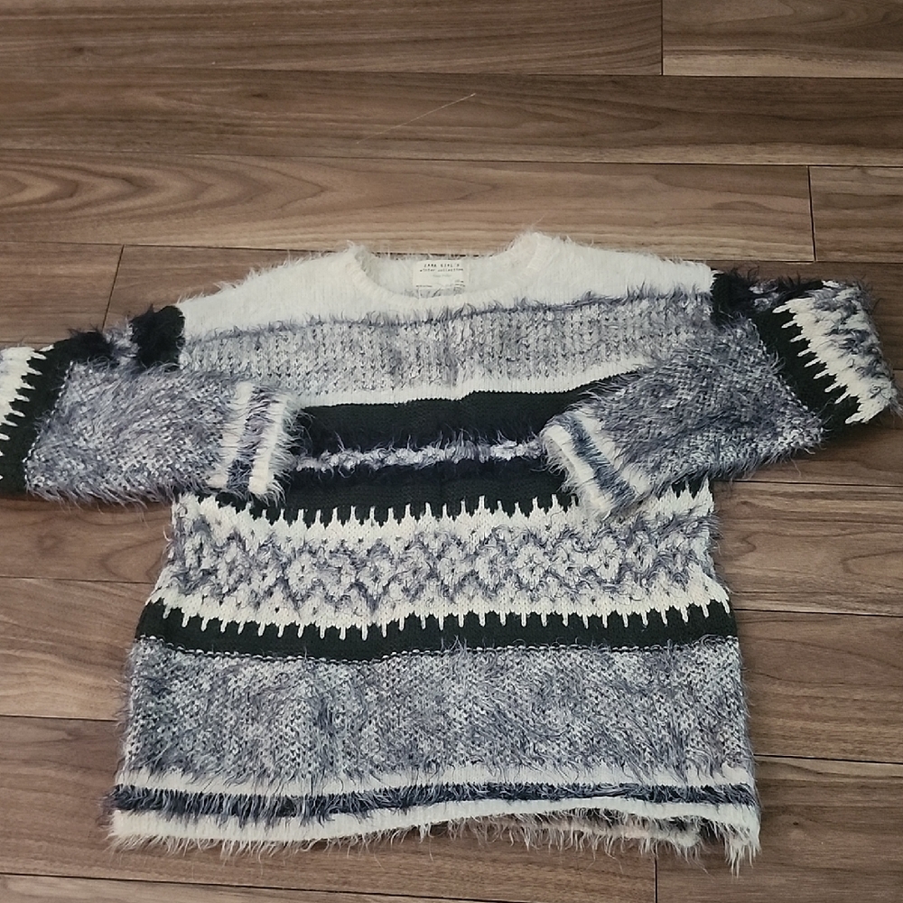 🔥Soft Knitted Girl's Cozy Sweater Grey & White